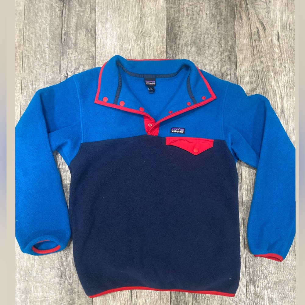 Patagonia Crewneck Sweater Blue and Red